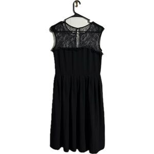 Calvin Klein Black Pleated Midi Dress Sleeveless A-Line Cocktail